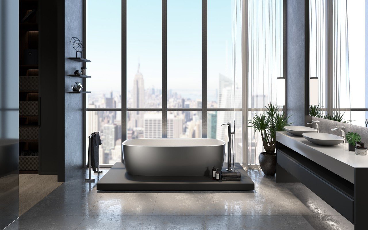 Aquatica Coletta Independiente Bañera, Gunmetal y Blanco, de Superficie Sólida picture № 0
