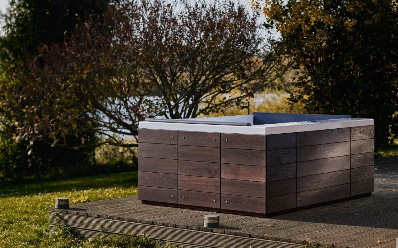 Spa Surround - Marco de bañera de hidromasaje de madera de acacia maciza  para jardín, patio, interior y exterior, 107.5 x 20.9 pulgadas (diámetro x