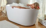 Lullaby Wht Small Freestanding Solid Surface Bathtub by Aquatica web 0279