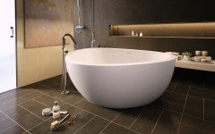 Trinity wht freestanding light weight cast stone bath fine matte by Aquatica 01 1 (web)